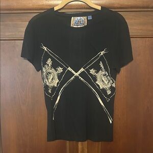 L.A.M.B Black Graphic Women Top Size M